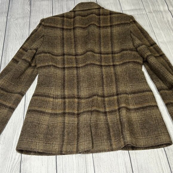 Lauren Ralph Lauren Brown Plaid Wool Blazer Jacket Tailored Button Front Coat 4 - Picture 13 of 13